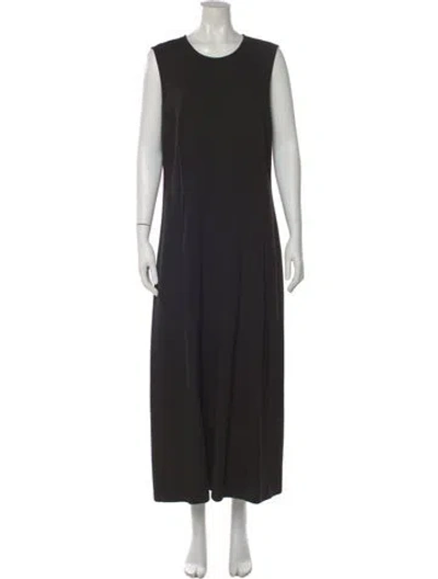 Pre-owned Lafayette 148 Crew Neck Midi Length Dress In Black
