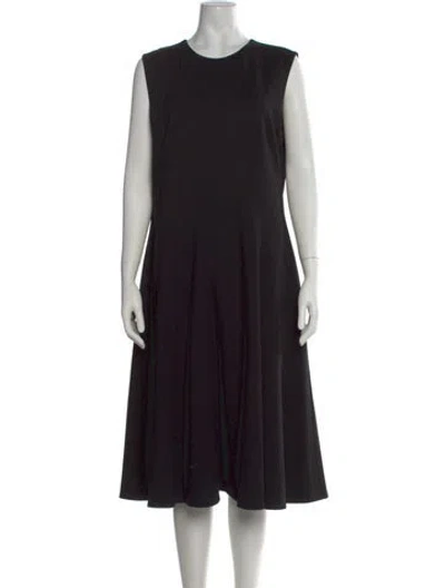 Pre-owned Lafayette 148 Crew Neck Midi Length Dress In Black
