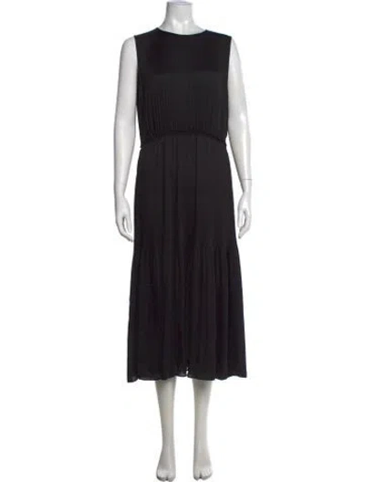 Pre-owned Lafayette 148 Crew Neck Midi Length Dress In Black