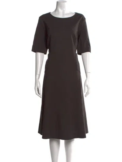 Pre-owned Lafayette 148 Crew Neck Midi Length Dress In Brown