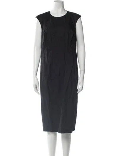 Pre-owned Lafayette 148 Crew Neck Midi Length Dress In Gray