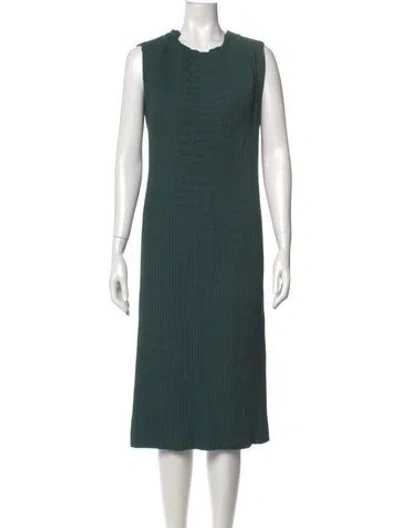 Pre-owned Lafayette 148 Crew Neck Midi Length Dress In Green
