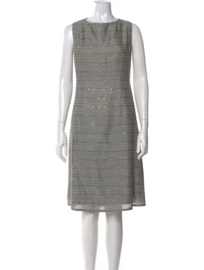 Pre-owned Lafayette 148 Crew Neck Midi Length Dress In Neutral