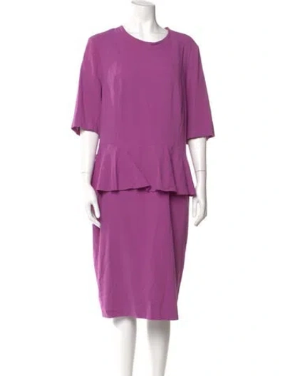 Pre-owned Lafayette 148 Crew Neck Midi Length Dress In Purple