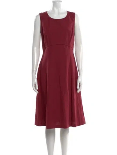 Pre-owned Lafayette 148 Crew Neck Midi Length Dress In Red