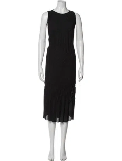 Pre-owned Lafayette 148 Crew Neck Midi Length Dress W/ Tags In Black