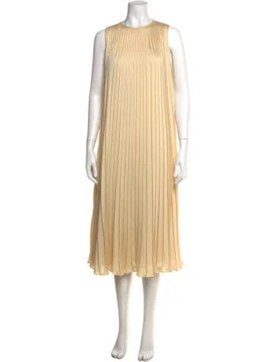 Pre-owned Lafayette 148 Crew Neck Midi Length Dress In Yellow