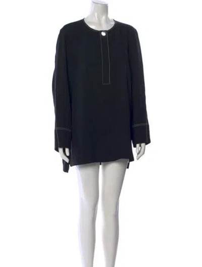 Pre-owned Lafayette 148 Crew Neck Mini Dress In Black