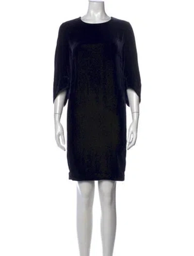 Pre-owned Lafayette 148 Crew Neck Mini Dress In Black