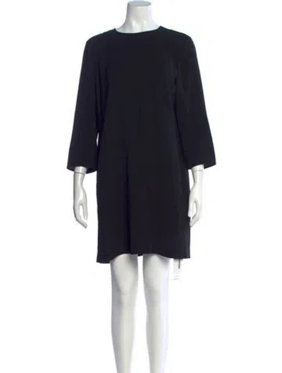 Pre-owned Lafayette 148 Crew Neck Mini Dress In Black
