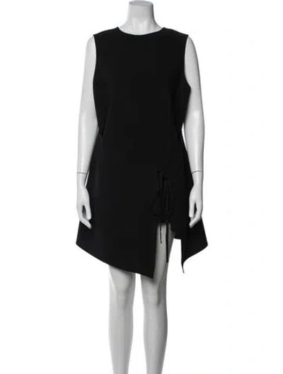 Pre-owned Lafayette 148 Crew Neck Mini Dress In Black