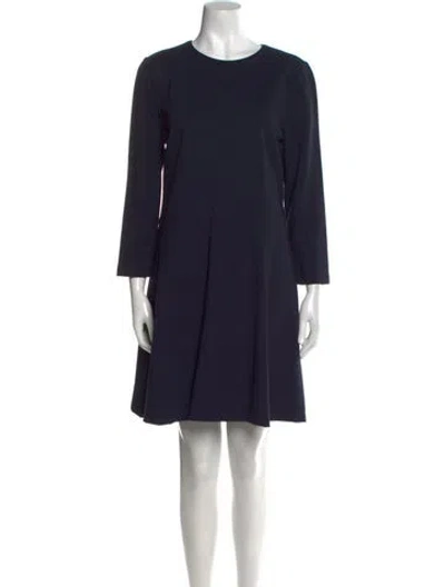 Pre-owned Lafayette 148 Crew Neck Mini Dress In Blue
