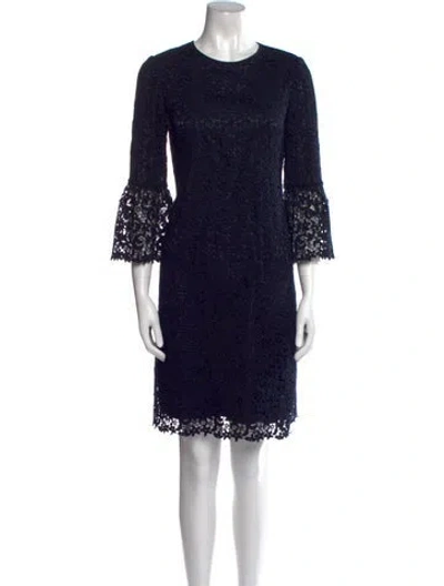 Pre-owned Lafayette 148 Crew Neck Mini Dress In Blue