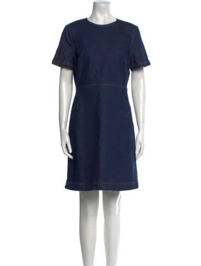 Pre-owned Lafayette 148 Crew Neck Mini Dress In Blue