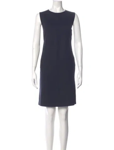 Pre-owned Lafayette 148 Crew Neck Mini Dress In Blue