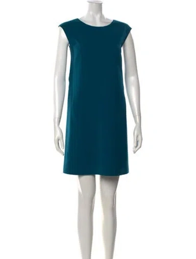 Pre-owned Lafayette 148 Crew Neck Mini Dress In Blue/green