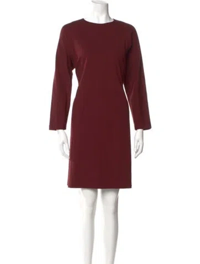 Pre-owned Lafayette 148 Crew Neck Mini Dress In Burgundy