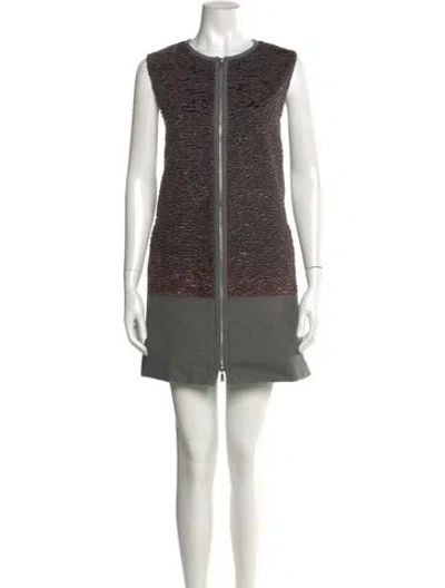 Pre-owned Lafayette 148 Crew Neck Mini Dress In Gray
