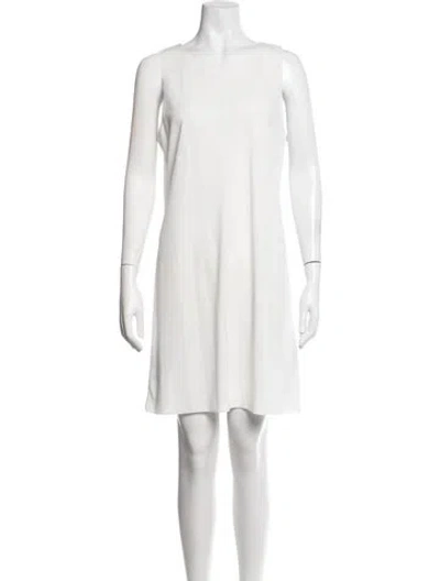 Pre-owned Lafayette 148 Crew Neck Mini Dress In Neutrals