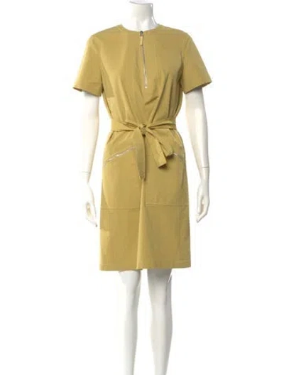 Pre-owned Lafayette 148 Crew Neck Mini Dress In Yellow