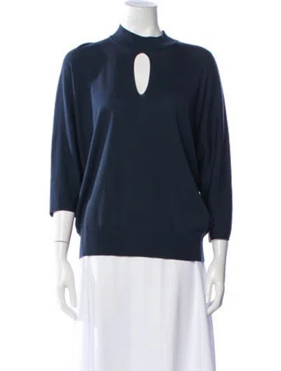 Pre-owned Lafayette 148 Crew Neck Sweater In Blue