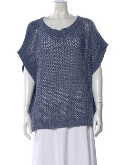 Pre-owned Lafayette 148 Crew Neck Sweater In Blue