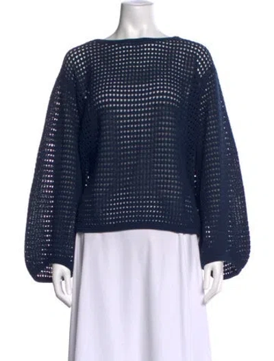 Pre-owned Lafayette 148 Crew Neck Sweater In Blue