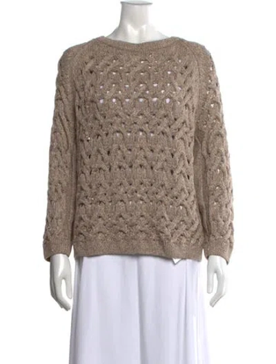 Pre-owned Lafayette 148 Crew Neck Sweater In Neutral