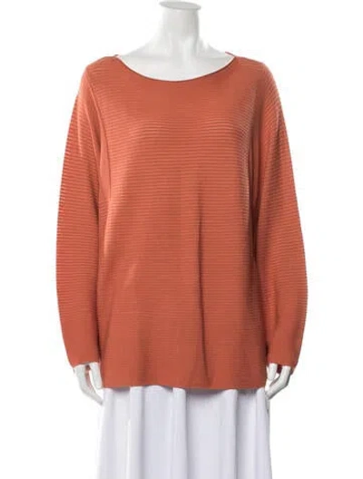 Pre-owned Lafayette 148 Crew Neck Sweater In Orange