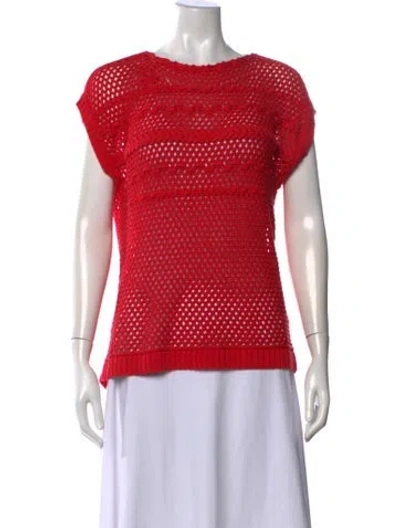 Pre-owned Lafayette 148 Crew Neck Sweater In Red