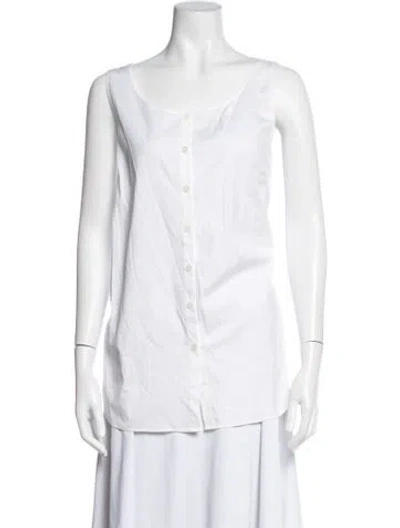 Pre-owned Lafayette 148 Crew Neck Sweater In White