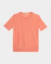 Lafayette 148 Crewneck Cashmere Rib Knit Sweater In Orange