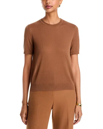 Lafayette 148 Crewneck Cashmere Short Sleeve Sweater In Vicuna