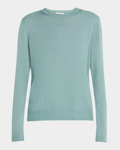 Lafayette 148 Crewneck Cashmere Sweater In Lagoon Green