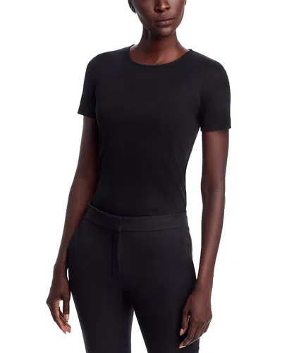 Lafayette 148 Crewneck Cotton Tee In Black