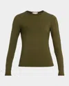 Lafayette 148 Crewneck Jersey Tee In Green