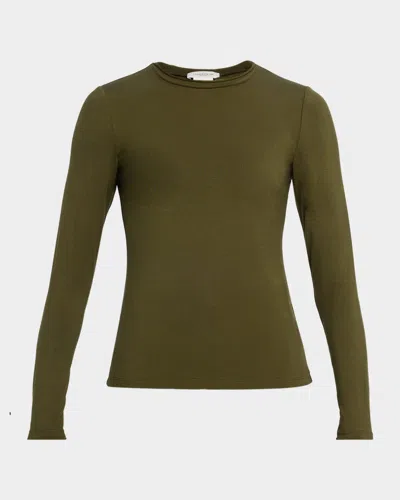 Lafayette 148 Crewneck Jersey Tee In Green