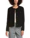 Lafayette 148 New York Crewneck Patch Pocket Wool-blend Jacket In Black