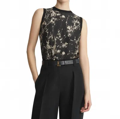 Lafayette 148 Crewneck Shell Top In Black Multi