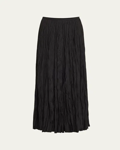 Lafayette 148 Crinkled A-line Midi Skirt In Black