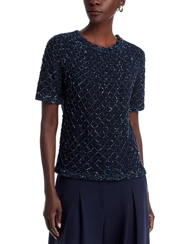 Lafayette 148 Crochet Trimmed Textured Stitch Sweater In Multi