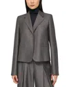 Lafayette 148 Pixelated Wool Twill Cropped Boyfriend Blazer In Gray
