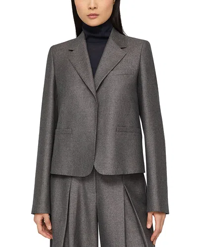 Lafayette 148 Cropped Boyfriend Blazer In Gray