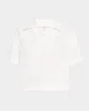 Lafayette 148 Cropped Burnout Boxy Blouse In White