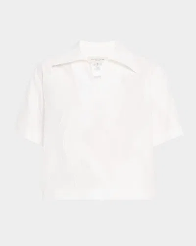 Lafayette 148 Cropped Burnout Boxy Blouse In White