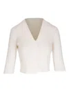 Lafayette 148 Cropped Knitted Top In White
