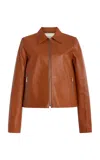 Lafayette 148 Cropped Leather Jacket In Brown