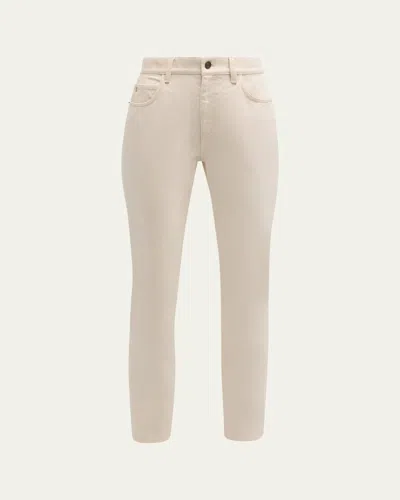 Lafayette 148 Cropped Straight-leg Denim Jeans In Washed Ecru