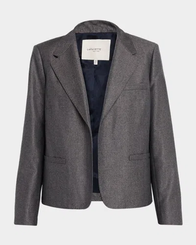 Lafayette 148 Cropped Twill Weave Boyfriend Blazer In Gray