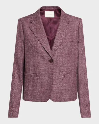 Lafayette 148 Cropped Wool Mouline Boyfriend Blazer In Purple